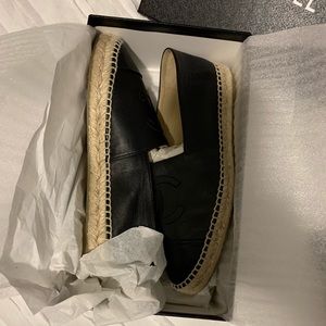 Chanel Black Lambskin Espadrilles size 40